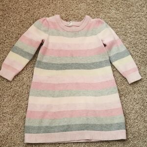 BabyGap Striped Pink and Gray Sweater Dress